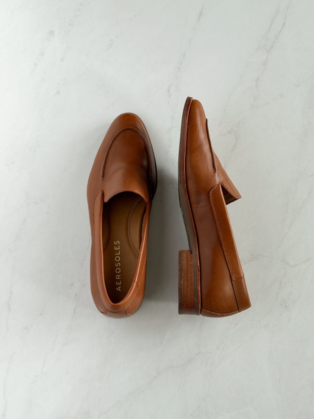 Aerosoles Brown Leather Loafers 7.5 Slip On Flat Classic Minimal - Picture 8 of 9